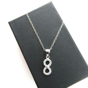 NEW- Sterling Silver Zirconia Infinity Necklace